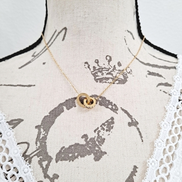 💖 2/$30 Gold tone Roman numerals boho Rhinestone pendant dainty necklace - Picture 1 of 14